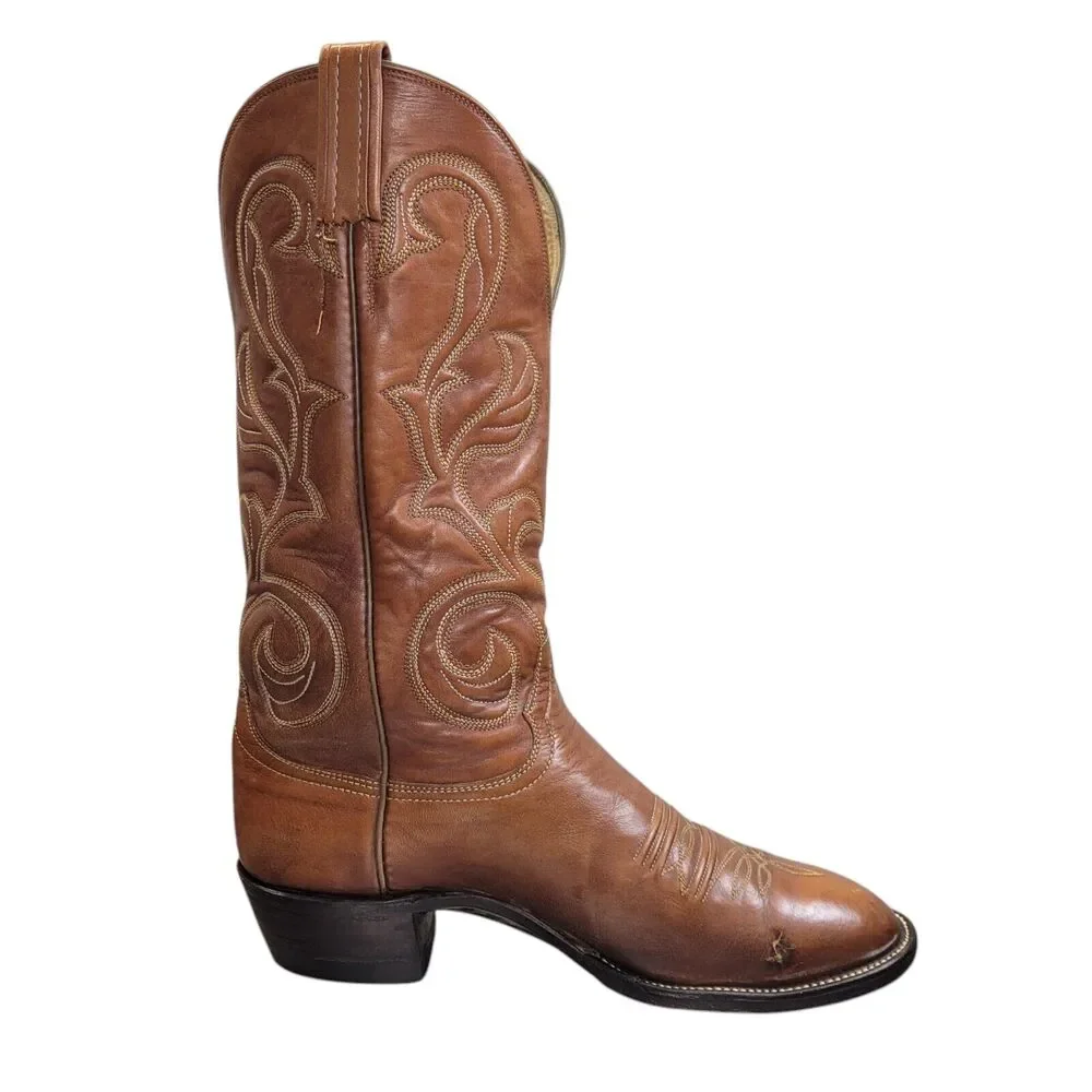 Hondo Men's Brown Goat Leather Cowboy Boots‎ Size 9.5D Western